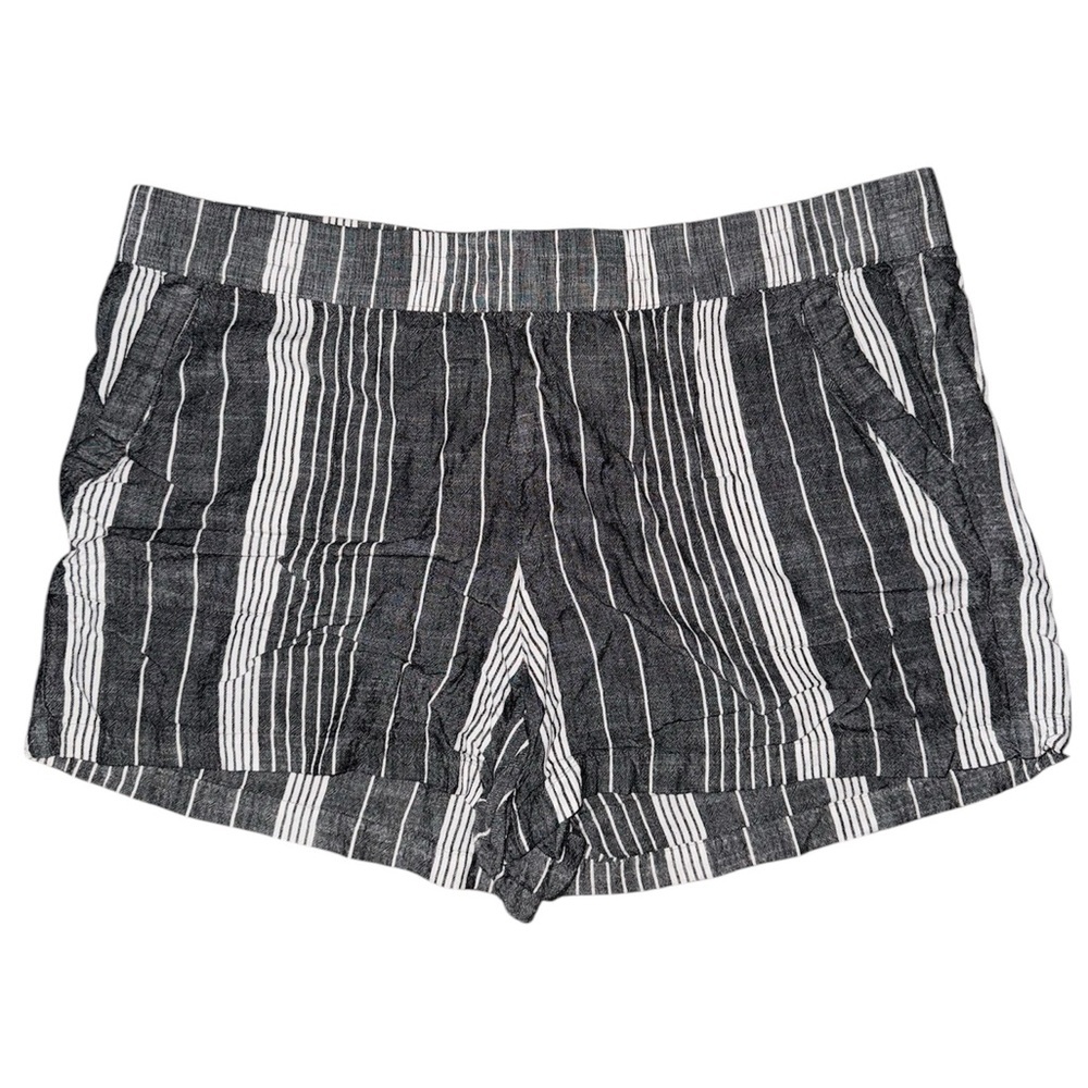 Sonoma Striped Gray White Women's Linen Shorts 1X